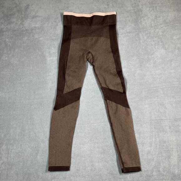 COS Women's Leggings XS‎ Brown Seamless Compression Quick Dry Ribbed Panels - Picture 1 of 9
